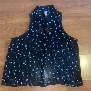 Black Star Pattern Sheer Women's Top